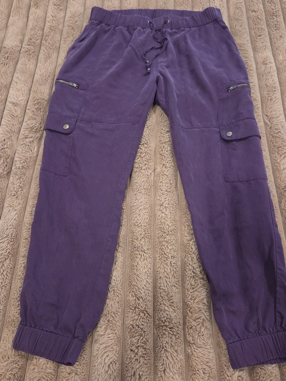 Banana Republic Lyocell Cargo Joggers Womens M Purple Elastic Waist Athleisure